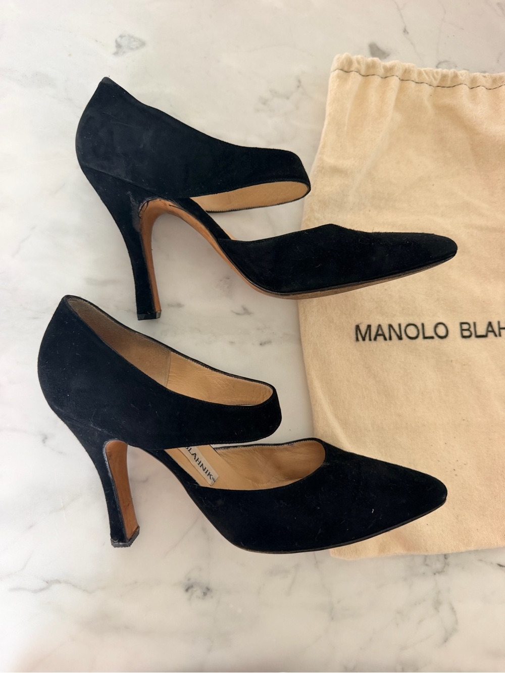 Manolo Blahnik Black Suede Pumps - Size 40
